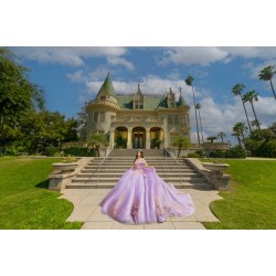 3D Flowers Vestidos De 15 Anos Sweetheart Neck Lilac Quinceanera Dress Sequin Off Shoulder Sweet 15 Gowns With Bow