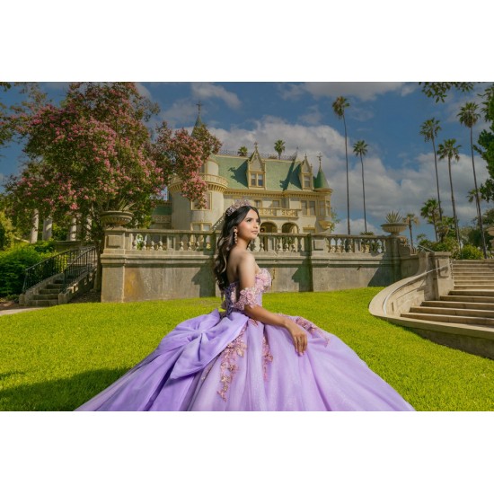 3D Flowers Vestidos De 15 Anos Sweetheart Neck Lilac Quinceanera Dress Sequin Off Shoulder Sweet 15 Gowns With Bow