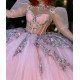 Ball Gown Lilac Quinceanera Dresses Long Sleeve Vestidos De 15 Anos Crystal Appliques Princess Birthday Gowns