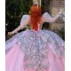 Ball Gown Lilac Quinceanera Dresses Long Sleeve Vestidos De 15 Anos Crystal Appliques Princess Birthday Gowns