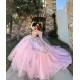 Ball Gown Lilac Quinceanera Dresses Long Sleeve Vestidos De 15 Anos Crystal Appliques Princess Birthday Gowns