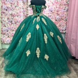 Ball Gowns Green Quinceanera Dresses for Girls Sweetheart Appliques Vestido De 15