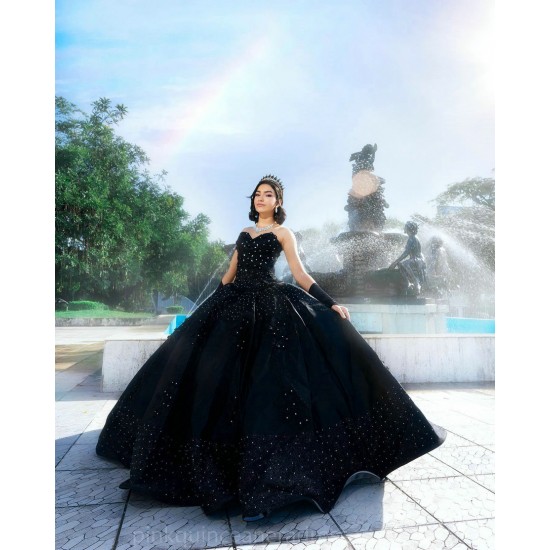 Sleeveless Black Quince Dress Sequin Party Vestidos De 15 Anos Sweetheart Neck Lace Appliques Women 2024 Ball Gown