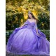 Butterfly Neckline Vestidos De 15 Anos Purple Quinceanera Dress Sequin Off Shoulder Instagram Gowns With Bow