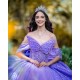 Butterfly Neckline Vestidos De 15 Anos Purple Quinceanera Dress Sequin Off Shoulder Instagram Gowns With Bow