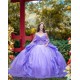 Butterfly Neckline Vestidos De 15 Anos Purple Quinceanera Dress Sequin Off Shoulder Instagram Gowns With Bow