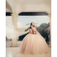 Cape Sleeve Champagne Quince Dress Wear Pageant Lace Appliques Women 2024 Ball Gown Sweetheart Neck Vestidos De 15 Anos