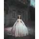 Cape Sleeve Champagne Quince Dress Wear Pageant Lace Appliques Women 2024 Ball Gown Sweetheart Neck Vestidos De 15 Anos