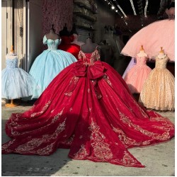 Customized Ball Gown Burgundy Quinceanera Dresses 2025 Sweet 16 Evening Dress Vestido De 15 Anos With Bow