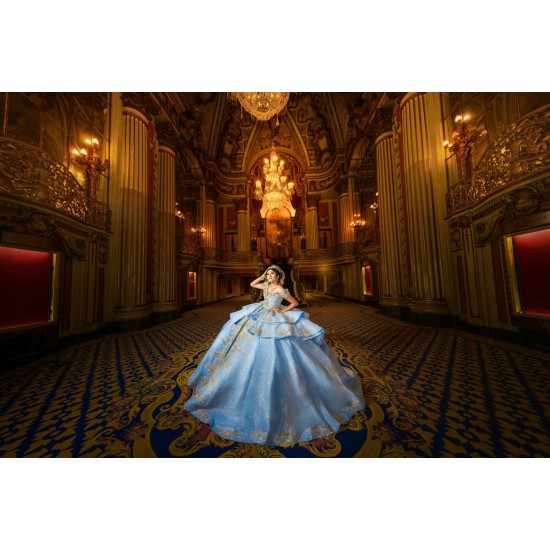 Customized Blue Quinceanera Dress Tiered Ball Gown Lace Applique Sweet 16 Vestido 15 De Anos