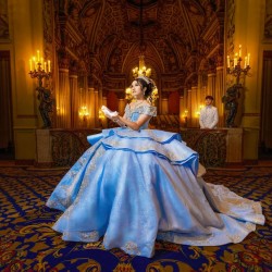 Customized Blue Quinceanera Dress Tiered Ball Gown Lace Applique Sweet 16 Vestido 15 De Anos