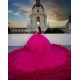 Customized Hot Pink Quinceanera Dress Tiered Ball Gown Gold Lace Applique Sweet 16 Vestidos De 15 Anos