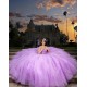 Customized Lilac Quinceanera Dress Ball Gown Floral Applique Lace Corset Sweet 16 Vestidos De 15 Anos With Bow