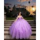 Customized Lilac Quinceanera Dress Ball Gown Floral Applique Lace Corset Sweet 16 Vestidos De 15 Anos With Bow