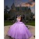 Customized Lilac Quinceanera Dress Ball Gown Floral Applique Lace Corset Sweet 16 Vestidos De 15 Anos With Bow