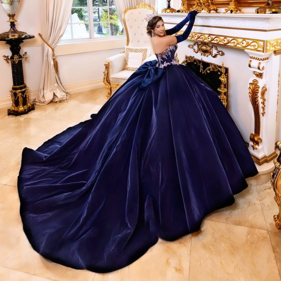 Customized Navy Blue Quinceanera Dress Ball Gown Applique Sweet 16 Vestidos De 15 Anos