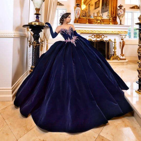 Customized Navy Blue Quinceanera Dress Ball Gown Applique Sweet 16 Vestidos De 15 Anos