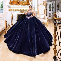 Customized Navy Blue Quinceanera Dress Ball Gown Applique Sweet 16 Vestidos De 15 Anos