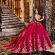 Customized Red Ball Gown Sweet 16 Quinceanera Dresses Lace Up 2025 Evening Formal Party Vestidos De 15 Anos With Cape