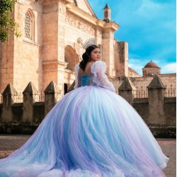 Detachable Aqua Quinceanera Dress Off Shoulder Vestidos De 15 Anos Sweetheart Neck Birthday Party Gowns