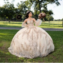 Detachable Champagne Quinceanera Dress Sleeveless Vestidos De 15 Anos Sequin Lace Appliques Sweetheart Neck Birthday Party Gowns