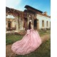 Detachable Sleeve Quinceanera Dress Pink Sweet 15 Gowns Sweetheart Neck Sequin Vestidos De 15 Anos With Bow