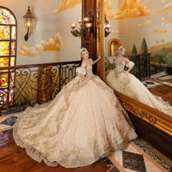 Detachable Sleeve Vestidos De 15 Anos Sequin Champagne Quinceanera Dress Lace Appliques Spaghetti Strap Sweetheart Neck Princess Dress With Bow