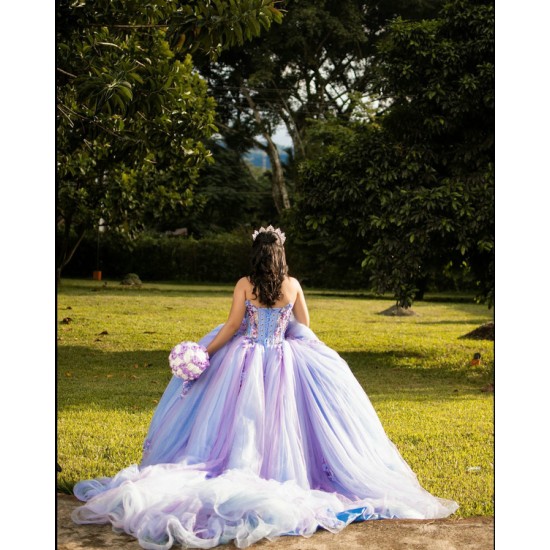 Elegance Princess Ball Gown Lilac Quinceanera Dresses Crystals Birthday Customized Sweet 16 Dress