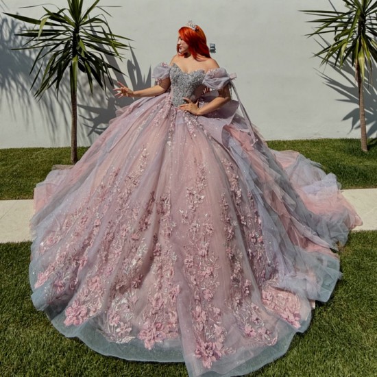 Elegant Ball Gown Mauve Quinceanera Dress Lace Up Appliques Formal Gowns Vestidos De 15 Anos Customized