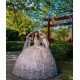 Elegant Rose Gold Quinceanera Dress 3D Flowers Ball Gown Corset Sweet 16 Vestido De 15 Anos