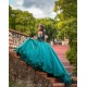 Off Shoulder Emerald Green Quince Dress Detachable Wear Pageant Lace Appliques Birthday Party Robe Sweetheart Neck Vestidos De 15 Anos