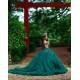 Off Shoulder Vestidos De 15 Anos Emerald Green Quince Dress V Neck Wear Pageant Lace Appliques Women 2024 Ball Gown