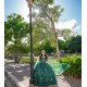 Off Shoulder Emerald Green Quince Dress Sweetheart Neck Vestidos De 15 Anos Wear Pageant Sequin Women 2024 Ball Gown With Cape Sleeve