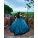 Sheer Bodice Emerald Green Quinceanera Dress Off Shoulder Girls Ball Gown Sweet 16 Dresses Lace Appliques Sweetheart Neck Vestidos De 15 Anos