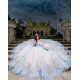 Feather Champagne Quince Dress Detachable Birthday Party Gowns Crystal Sweetheart Neck Vestidos De 15 Anos