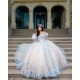 Feather Champagne Quince Dress Detachable Birthday Party Gowns Crystal Sweetheart Neck Vestidos De 15 Anos