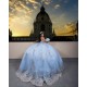 Girl Birthday Party Gown Sky Blue Quince Dress Spaghetti Strap Vestidos De 15 Anos Lace Appliques Sleeveless Sweet 15 Gowns