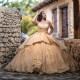 Sweetheart Neck Gold Quinceanera Dress Girls Sequin Ball Gown Sweet 16 Dresses 3D Flowers Vestidos De 15 Anos