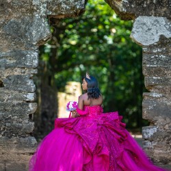 Hot Pink Vestidos De 15 Anos Butterfly Neck Quinceanera Dress Off Shoulder Women 2024 Ball Gown With Bow