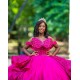 Hot Pink Vestidos De 15 Anos Butterfly Neck Quinceanera Dress Off Shoulder Women 2024 Ball Gown With Bow