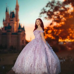 Off Shoulder Lilac Quince Dress Wear Pageant Lace Appliques 15TH Birthday Gown Sweetheart Neck Vestidos De 15 Anos