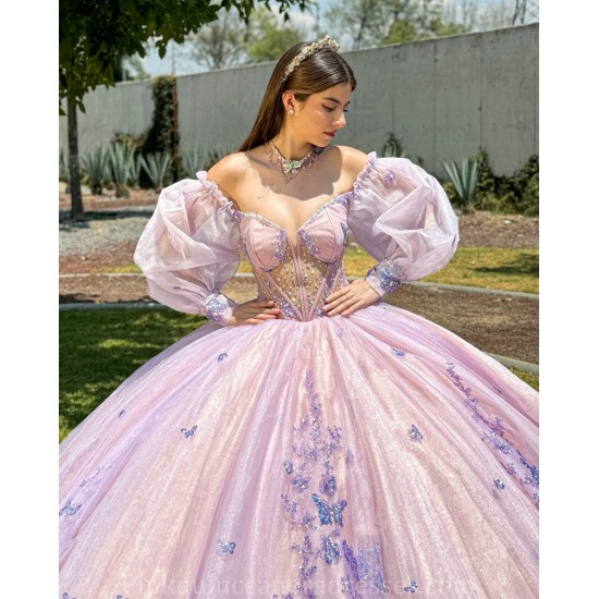 Detachable Lilac Quince Dress Sweetheart Neck 15 Anos Women 2024 Ball Gown Lace Appliques Crystal Girl Birthday Gowns