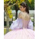 Detachable Lilac Quince Dress Sweetheart Neck 15 Anos Women 2024 Ball Gown Lace Appliques Crystal Girl Birthday Gowns