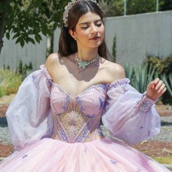 Detachable Lilac Quince Dress Sweetheart Neck 15 Anos Women 2024 Ball Gown Lace Appliques Crystal Girl Birthday Gowns