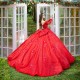 Long Sleeve Ball Gown Red Quinceanera Dresses Vestidos De 15 Quinceanera Sweetheart Neck Party Gown Customized