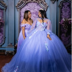 Long Sleeve Vestidos De 15 Anos Lilac Quinceanera Dress Sweetheart Neck Women 2024 Ball Gown