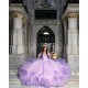 Off Shoulder Ball Gown Lilac Quinceanera Dresses Sweetheart Neck Appliques Crystal Sweet 16 Vestidos De 15 Anos