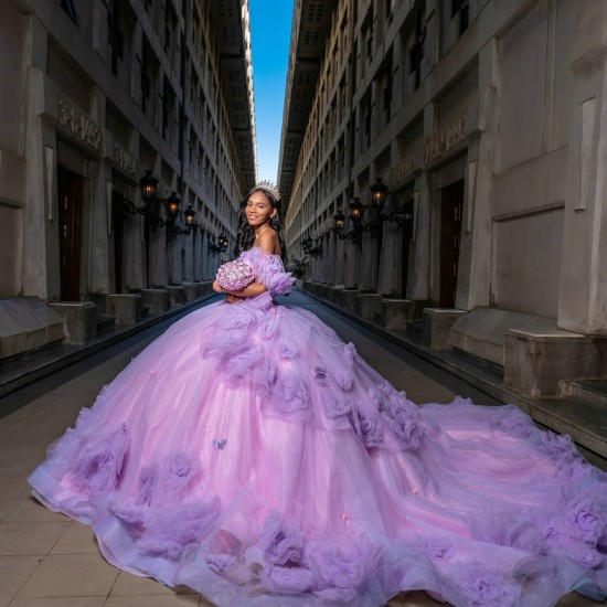 Off Shoulder Ball Gown Lilac Quinceanera Dresses Sweetheart Neck Appliques Crystal Sweet 16 Vestidos De 15 Anos