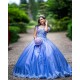 Off Shoulder Blue Quince Dress Sweetheart Neck 15 Anos Women 2024 Ball Gown Lace Appliques Girl Birthday Gowns