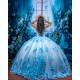 Off Shoulder Blue Quinceanera Dress Lace Appliques Sweetheart Neck Ball Gown Vestidos De Noche Party Dress